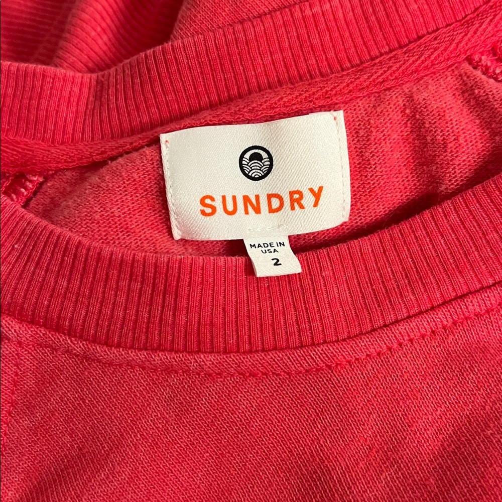 Sundry Red Embroidered Striped‎ Sleeve Crew Neck Sweater Size M - Picture 4 of 7